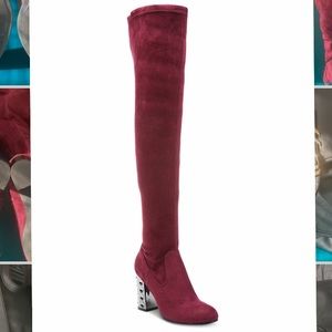 Carlos Santana Over the knee burgundy boots